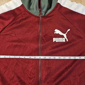 PUMA Burgundy track jacket with green collar
